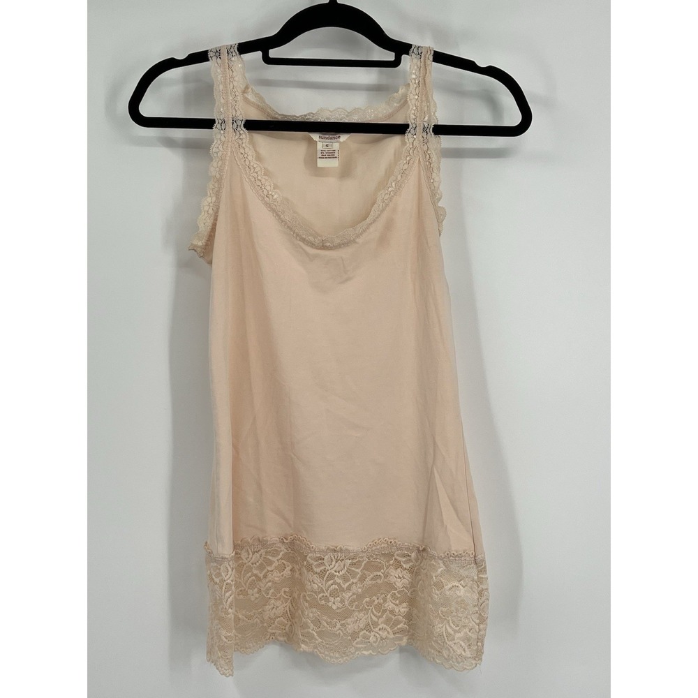 Sundance Tank Top Cami Small‎ Beige Neutral Lace Trim Cami Y2K Style Coquette